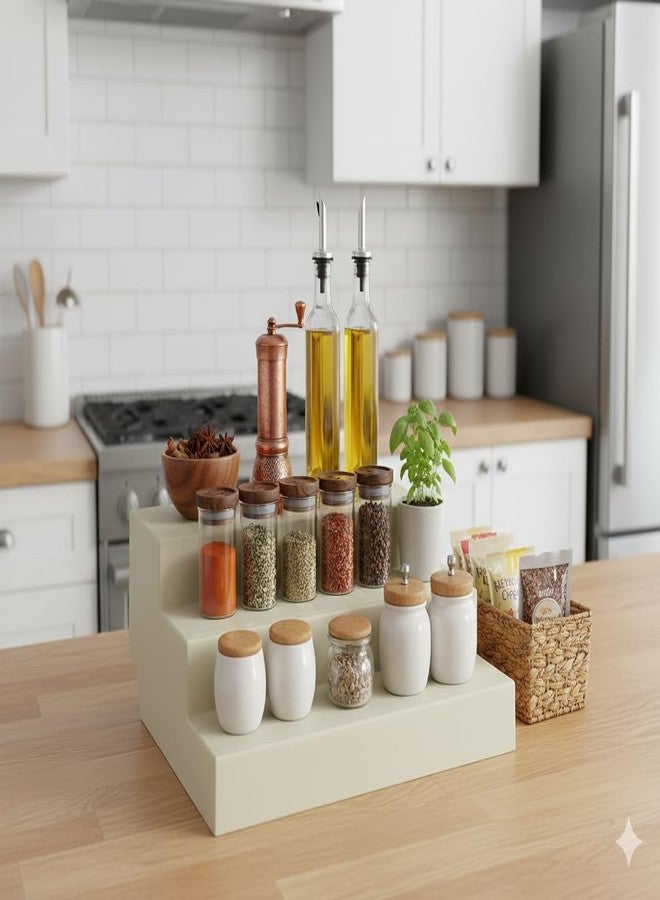 appeasy Plastic 2 Tier/3 Tier Rectangular Kitchen Cupboard Space Saving Shelf Organizer , Beige (L 22 cm, W29 cm, H 10 cm) - Image 3